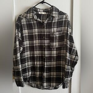 Hollister Black and White Plaid Shirt